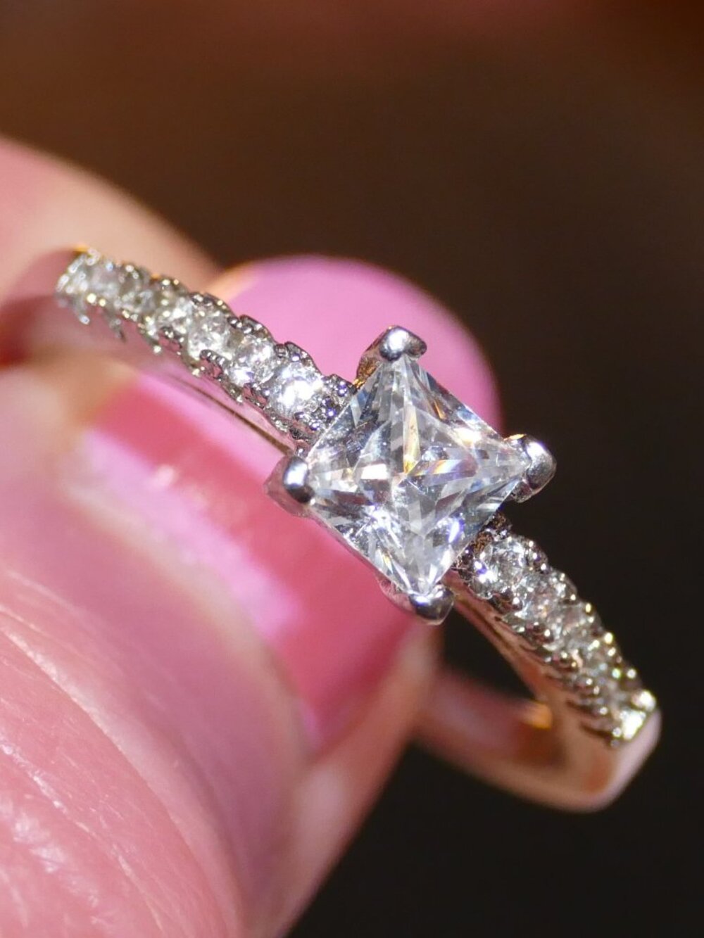 925 Silver Princess Cut CZ Engagement/Promise Ring